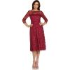 Adrianna Papell Womens Sequin Embroidery Flared Midi(Red)