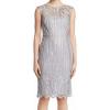 Adrianna Papell Women’s Short Embroidered Dress(Silver)