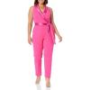 Adrianna Papell womens Knit Crepe Tuxedo Jumpsuit(Cabaret Pink)