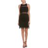 Aidan by Aidan Mattox Women’s Crepe Fringe Cocktail Dress with Illusion Cutout Detail(Black)