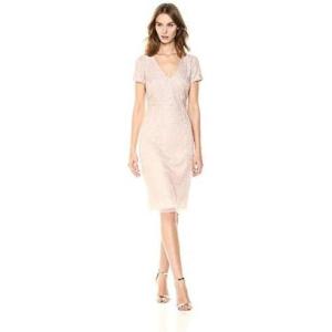 Adrianna Papell Women’s Beaded Short T-Shirt Dress with Hammered Sequins(Shell)