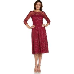 Adrianna Papell Womens Sequin Embroidery Flared Midi(Red)