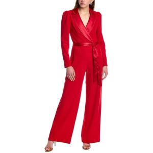 Adrianna Papell womens Knit Crepe Tuxedo Jumpsuit(Haute Red)