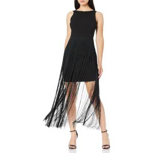 Aidan Mattox Women’s Fringe Cocktail Dress(Black)
