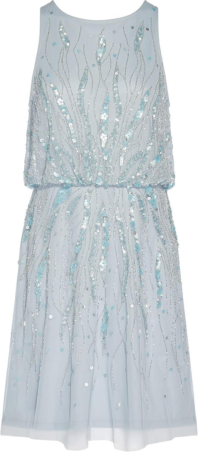 image:imageAdrianna Papell Womens Beaded Blouson DressGlacier