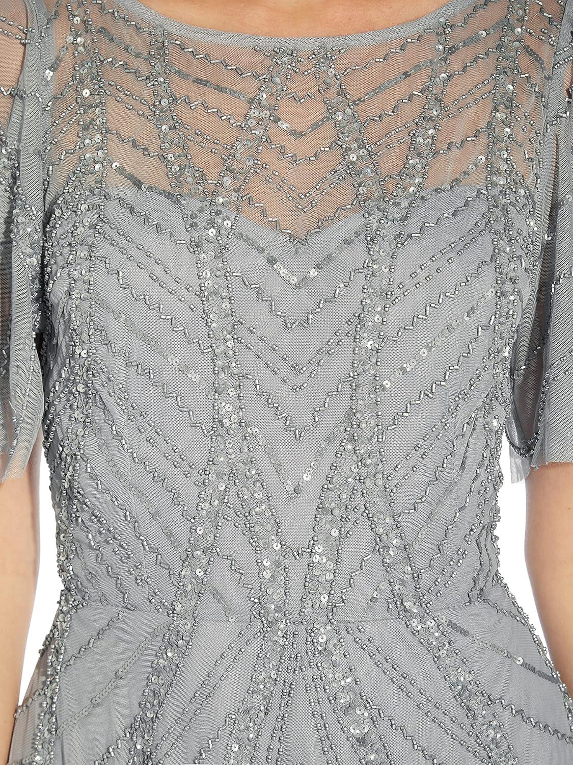 image:imageAdrianna Papell Womens Beaded Midi DressSilver Mist