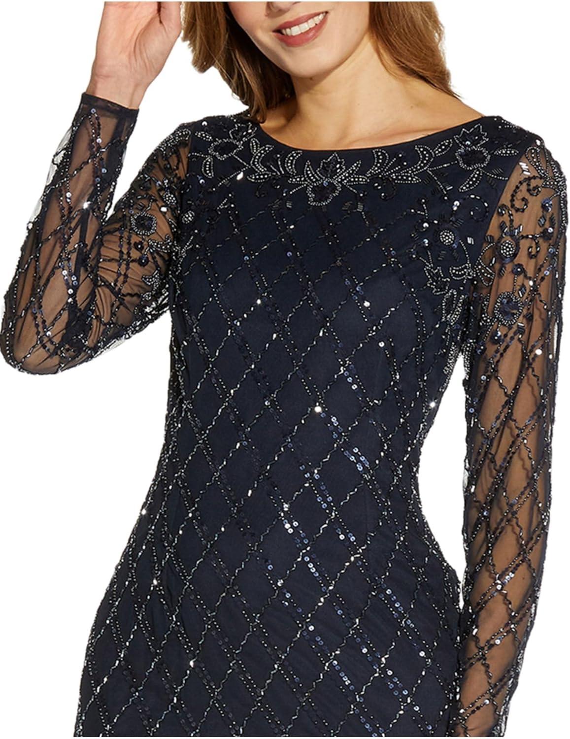 image:imageAdrianna Papell Womens Beaded Short DressMidnight