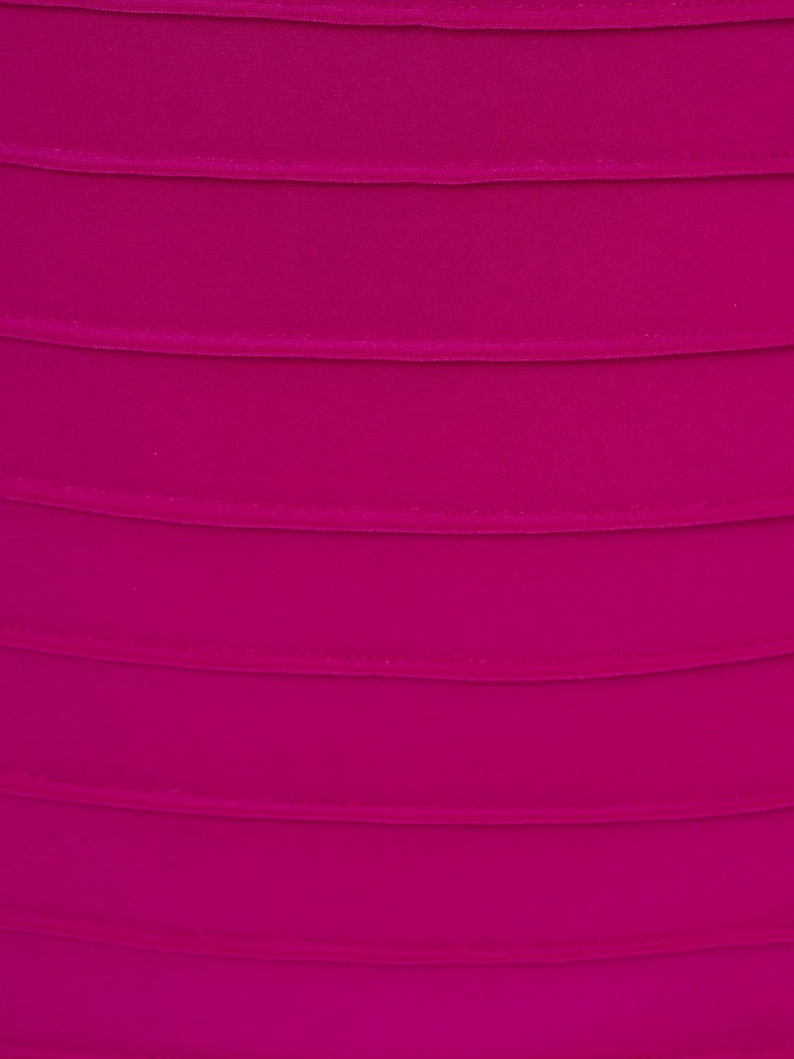 image:imageAdrianna Papell Womens Beaded Trim Pintucked Dress Hot Magenta