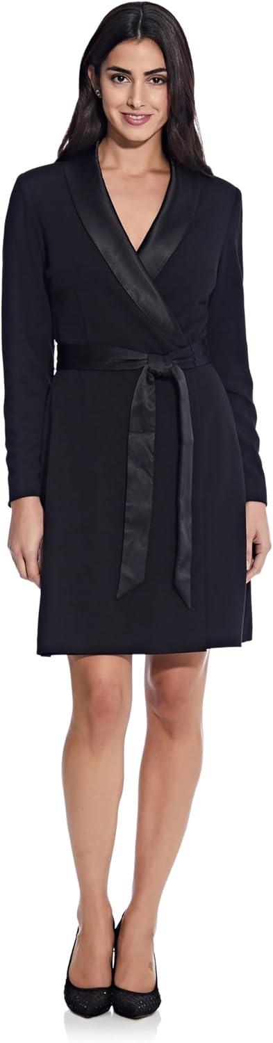 image:imageAdrianna Papell Womens Knit Crepe Tuxedo Aline DressBlack