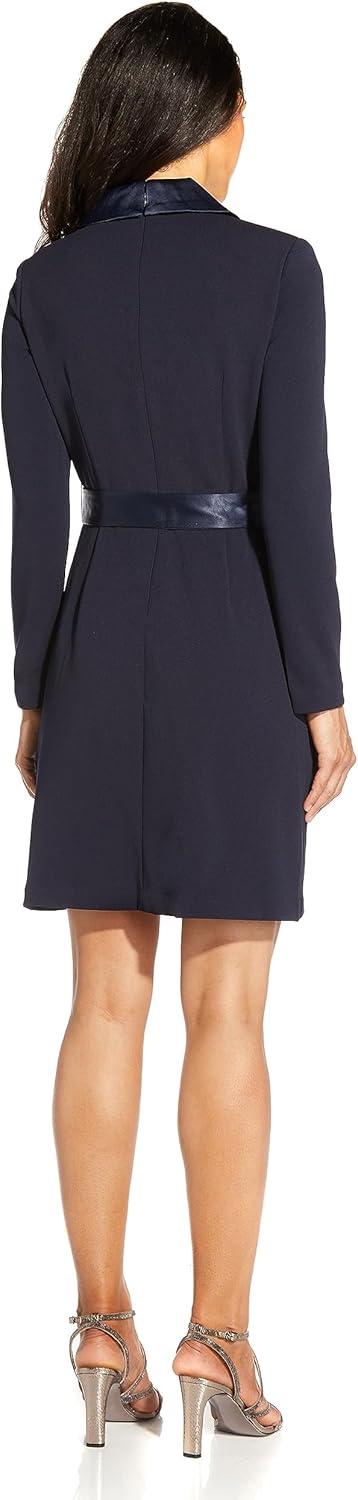 image:imageAdrianna Papell Womens Knit Crepe Tuxedo Aline DressMidnight