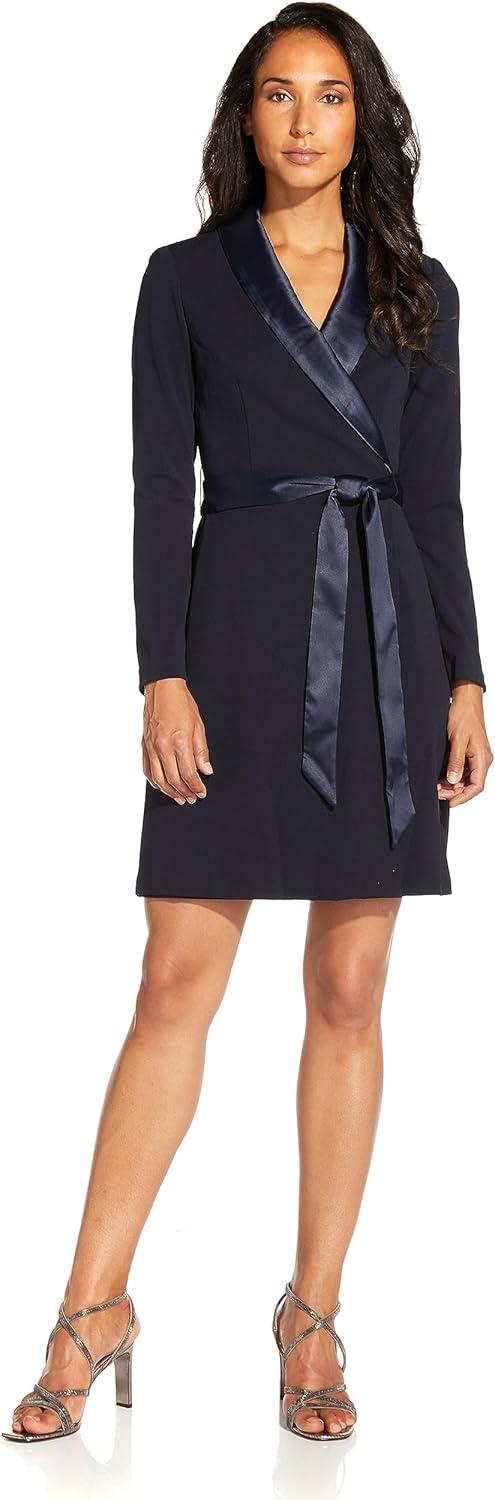 image:imageAdrianna Papell Womens Knit Crepe Tuxedo Aline DressMidnight