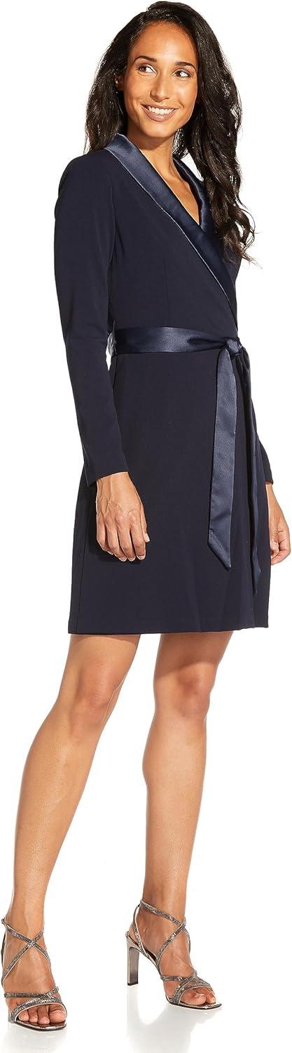image:imageAdrianna Papell Womens Knit Crepe Tuxedo Aline DressMidnight