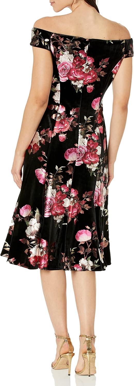 image:imageAdrianna Papell Womens Off Shoulder Velvet DressBlack Multi