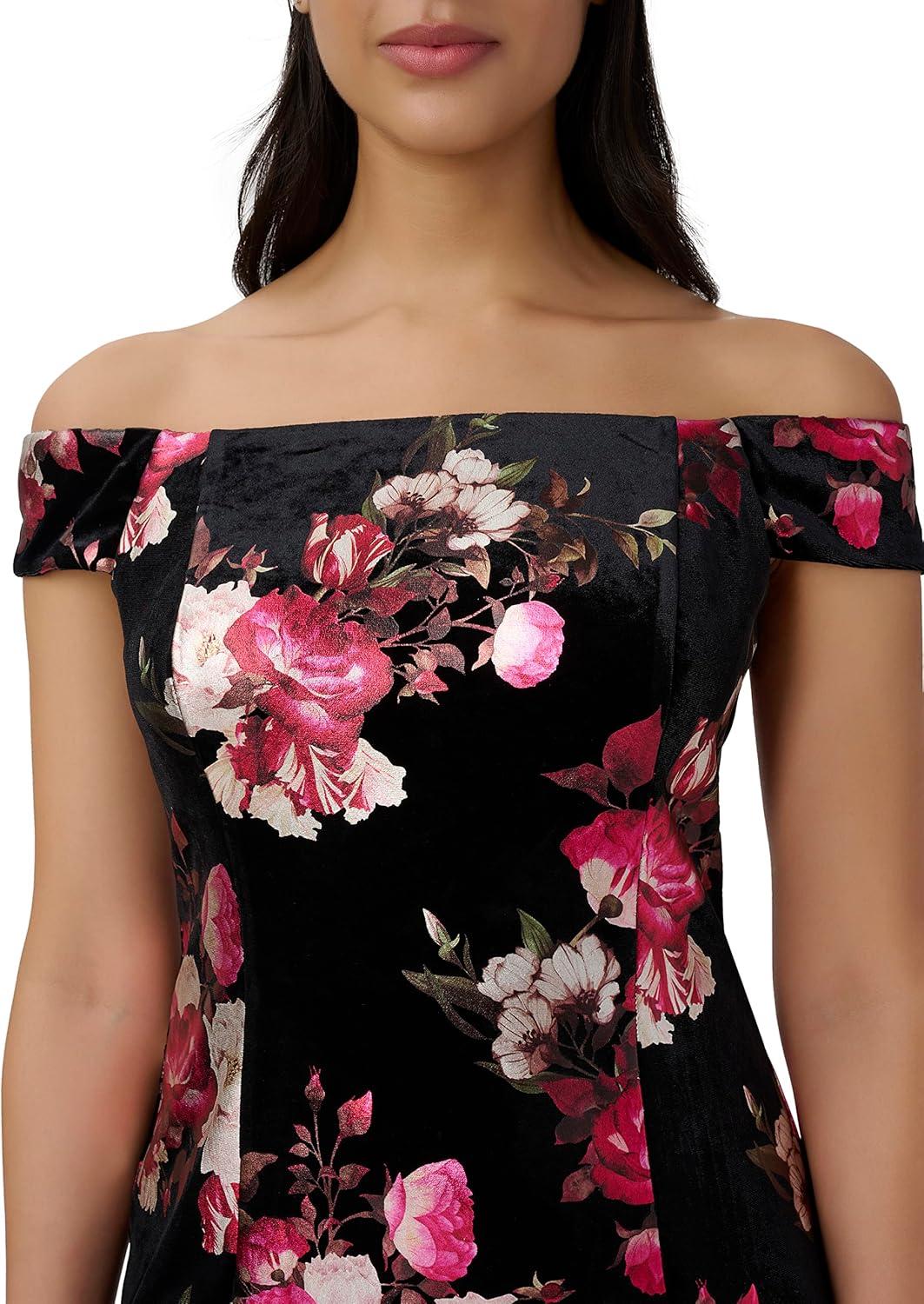 image:imageAdrianna Papell Womens Off Shoulder Velvet DressBlack Multi