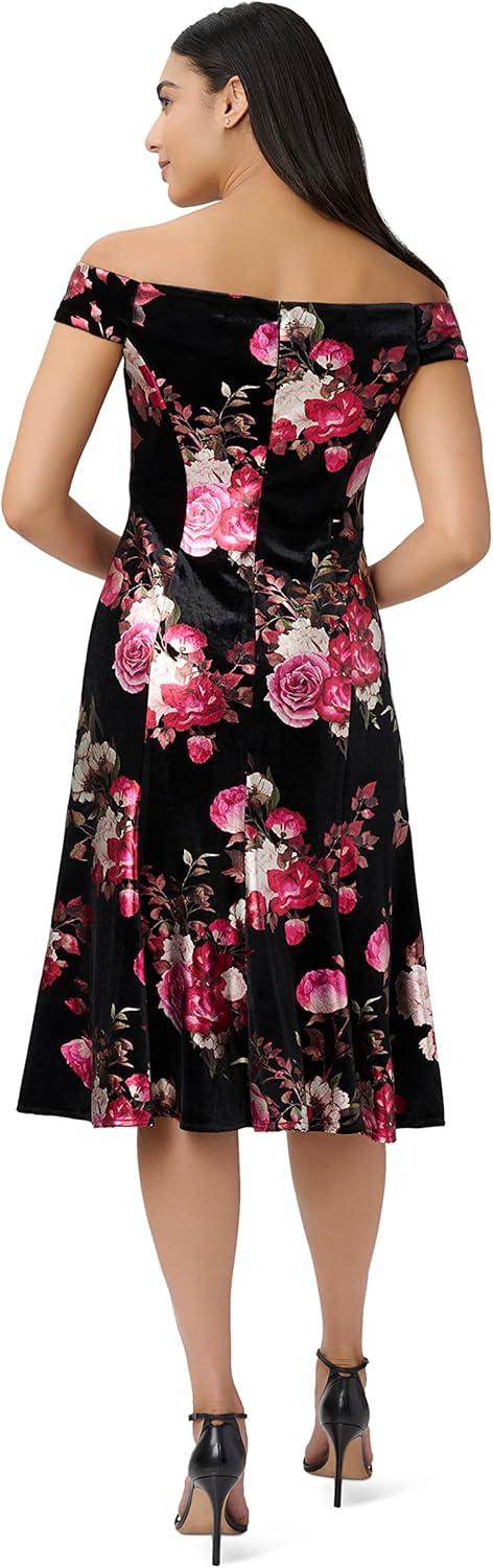 image:imageAdrianna Papell Womens Off Shoulder Velvet DressBlack Multi