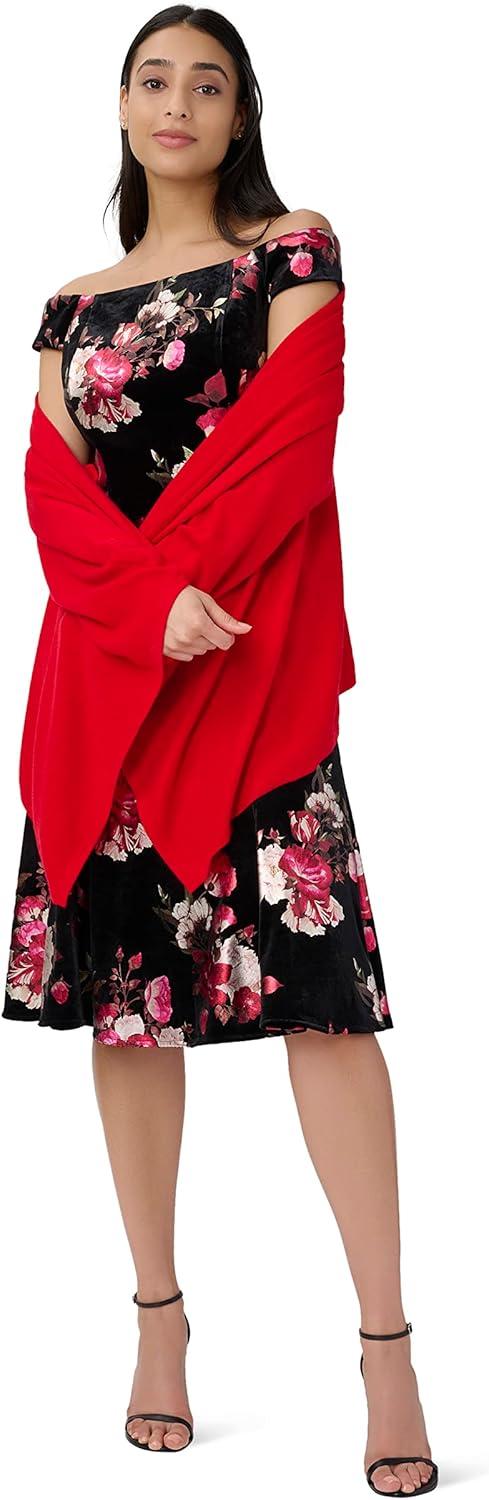 image:imageAdrianna Papell Womens Off Shoulder Velvet DressBlack Multi