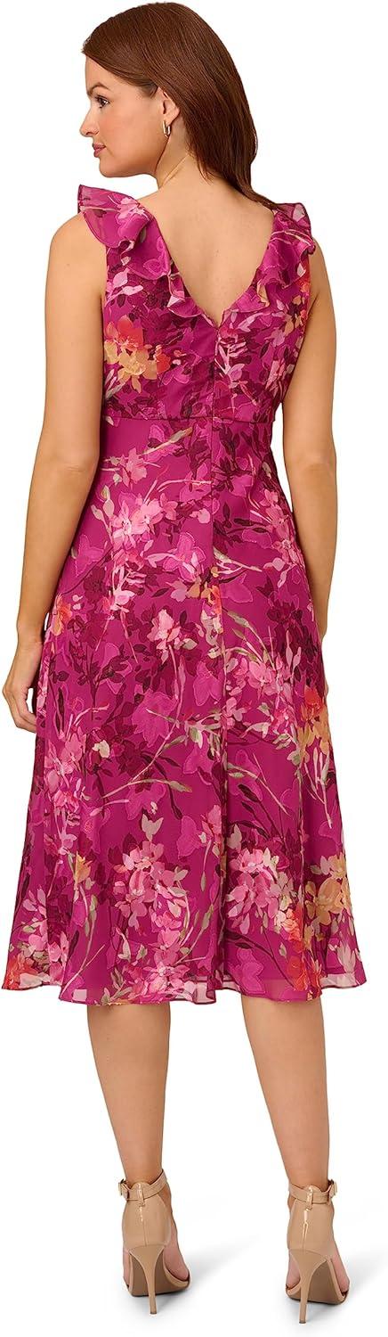 image:imageAdrianna Papell Womens Ruffle Neckline Bias DressRaspberry Multi