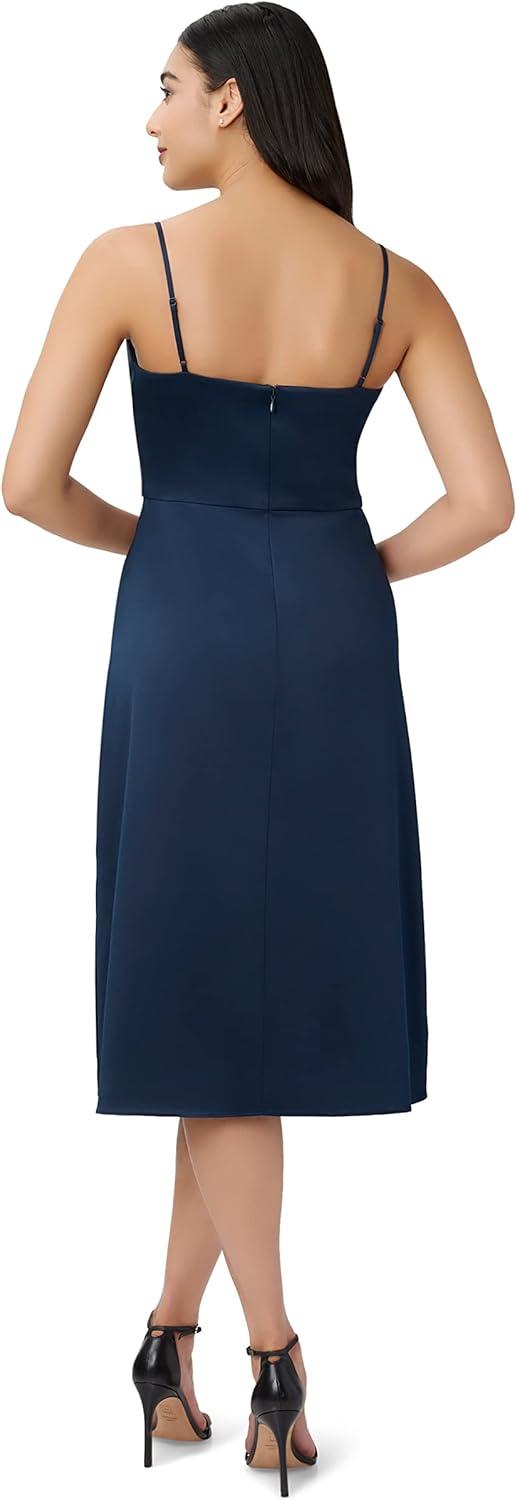 image:imageAdrianna Papell Womens Satin Cowl Neck Midi DressDark Navy