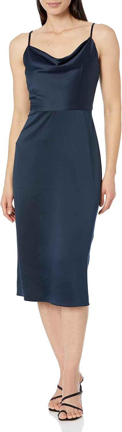 image:imageAdrianna Papell Womens Satin Cowl Neck Midi DressDark Navy