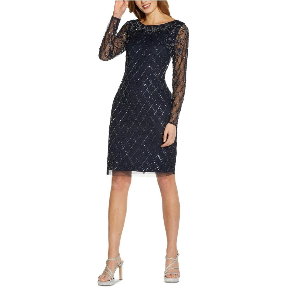 image:imageAdrianna Papell Womens Beaded Short DressMidnight