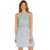 Adrianna Papell Womens Beaded Blouson Dress(Glacier)