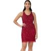 Adrianna Papell Womens Beaded Cowl Neck Dress(Cranberry)