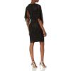 Adrianna Papell Women’s Beaded Flutter Sleeve Sheath Dress(Black)