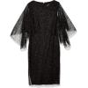 Adrianna Papell Women’s Beaded Flutter Sleeve Sheath Dress(Black)