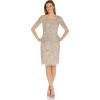 Adrianna Papell Women’s Beaded Illusion Sheath Dress(Biscotti)
