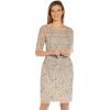 Adrianna Papell Women’s Beaded Illusion Sheath Dress(Biscotti)