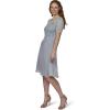 Adrianna Papell Womens Beaded Mesh and Chiffon Midi(Blue Heather)