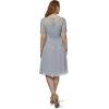 Adrianna Papell Womens Beaded Mesh and Chiffon Midi(Blue Heather)