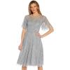 Adrianna Papell Womens Beaded Midi Dress(Silver Mist)