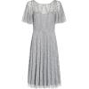 Adrianna Papell Womens Beaded Midi Dress(Silver Mist)
