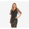 Adrianna Papell Womens Embroidered Capelet Sheath(Black/Gold)