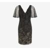 Adrianna Papell Womens Embroidered Capelet Sheath(Black/Gold)