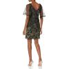 Adrianna Papell Womens Embroidered Capelet Sheath(Black/Gold)