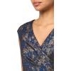 Adrianna Papell Women’s Extended Shoulder Metallic Jacquard Modern Sheath Dress(Navy Sateen)