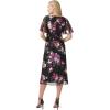 Adrianna Papell Women’s Foil Mesh Draped Dress(Black Multi)
