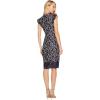 Adrianna Papell Womens Lucy Scroll Lace Ruffle Sheath Dress(Navy/Pale Pink)
