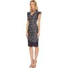 Adrianna Papell Womens Lucy Scroll Lace Ruffle Sheath Dress(Navy/Pale Pink)