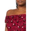 Adrianna Papell Womens Off Shoulder Beaded Dress(Cranberry)