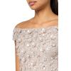 Adrianna Papell Womens Off Shoulder Beaded Dress(Marble)