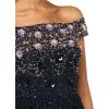 Adrianna Papell Womens Off Shoulder Beaded Dress(Navy/Rosegold)