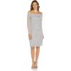 Adrianna Papell Womens Off Shoulder Beaded Dress(Silver Mist)