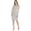 Adrianna Papell Womens Off Shoulder Beaded Dress(Silver Mist)