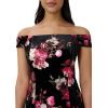 Adrianna Papell Womens Off Shoulder Velvet Dress(Black Multi)