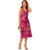 Adrianna Papell Womens Ruffle Neckline Bias Dress(Raspberry Multi)