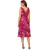 Adrianna Papell Womens Ruffle Neckline Bias Dress(Raspberry Multi)