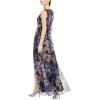 Adrianna Papell Women’s V Neck Tulle Ball Gown(Red/Blue Multi)